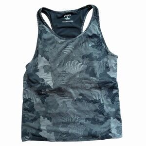 ASICS MotionDry Womens Athletic Tank Top Built In Sports Bra Black Gray Size M